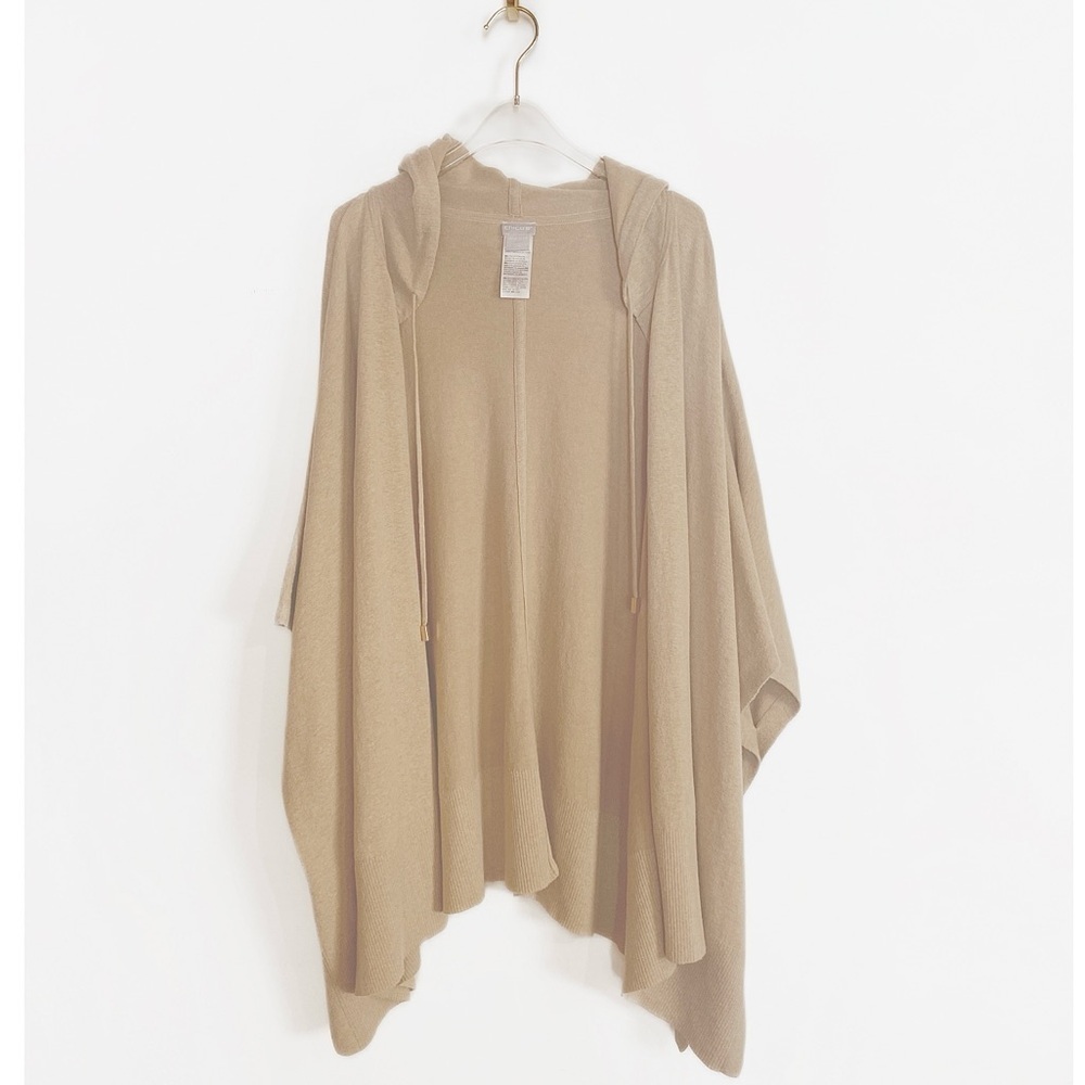Chico’s Cashmere blend Womens Hooded Ruana Wrap Sweater size OS